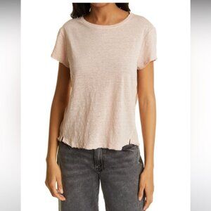 Frame Easy True organic linen white T with raw hems laid back high end S white